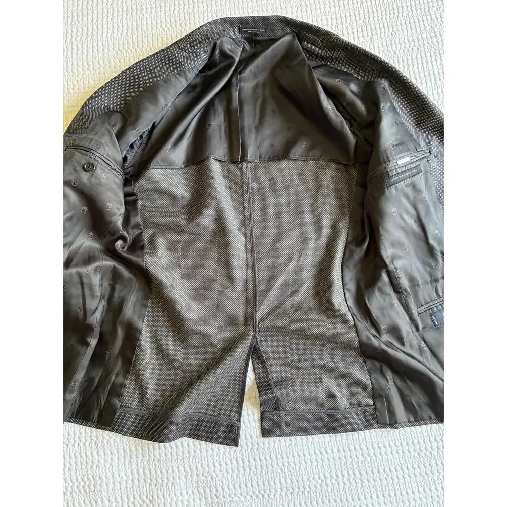 John Varvatos‎ USA Blazer Sport Coat 38R Wool Polka Dot Black Gray Half Lined